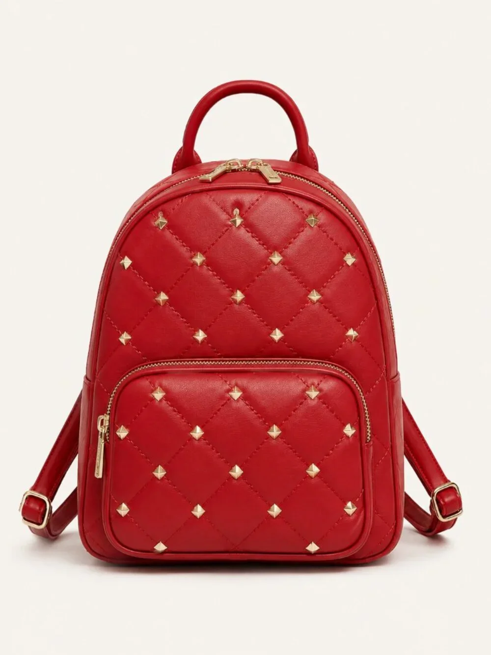 Badgley Mischka Red Quilted Studded Vegan Leather Backpack NWT